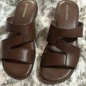Womens Naturalizer Womens Wiser Leather Open Toe Casual Slide Sandals Size 8.5M